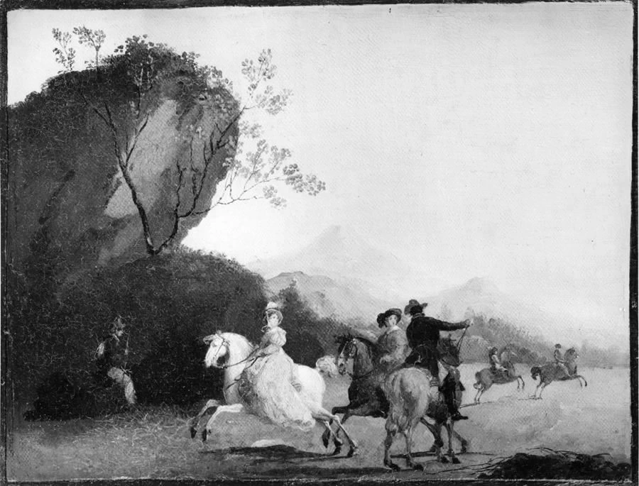 Paesaggio con cavalieri